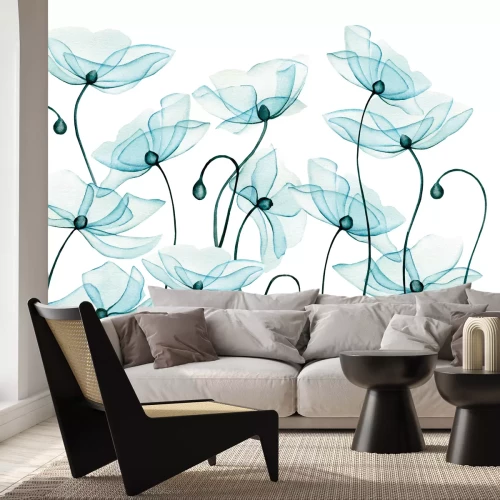 Fotobehang Blauwe klaprozen