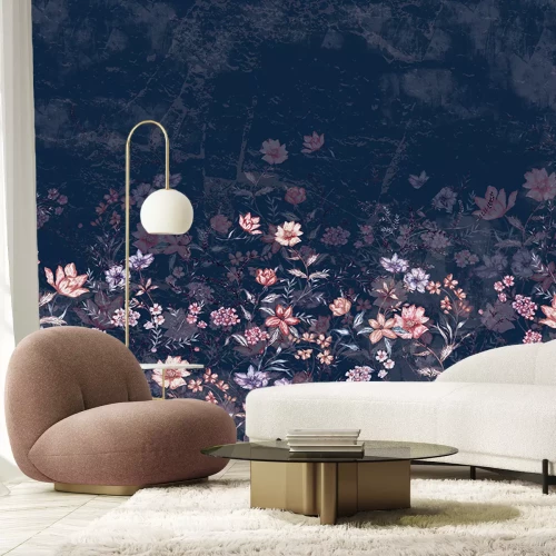 Fotobehang Bloemen in de nachtelijke hemel