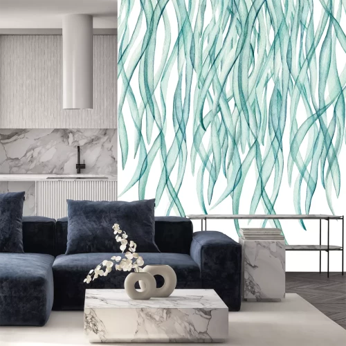 Fotobehang Gordijn van groene bladeren