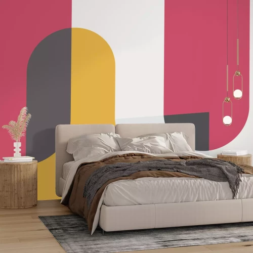 Fotobehang Kleurrijke geometrie op witte achtergrond