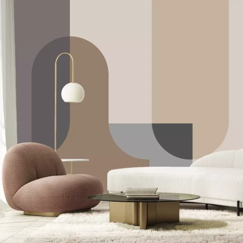 Fotobehang Geometrische blokken in bruine tinten