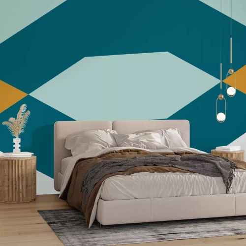 Fotobehang Overheersend turkooise geometrische figuren