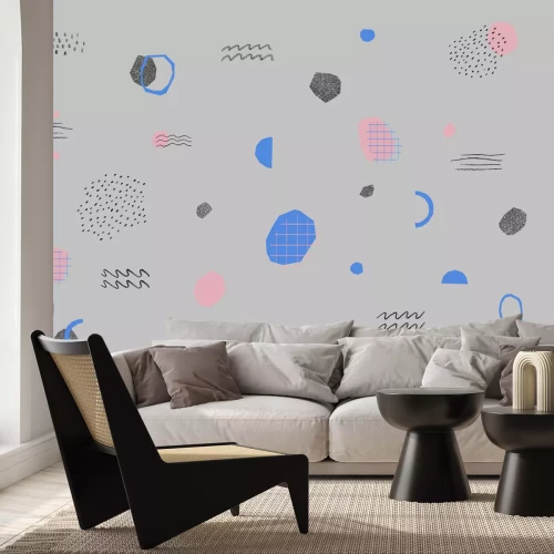 Fotobehang Abstracte compositie op grijze achtergrond