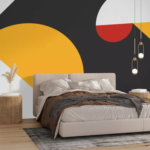 Fotobehang Geometrische compositie met rood accent