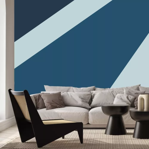 Fotobehang Geometrisch blok met marineblauw detail