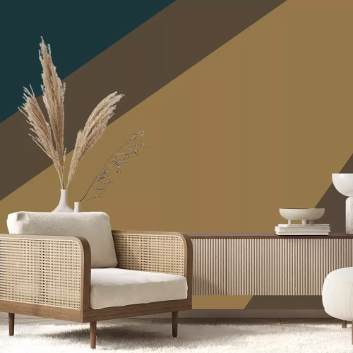 Fotobehang Geometrisch blok met groen detail