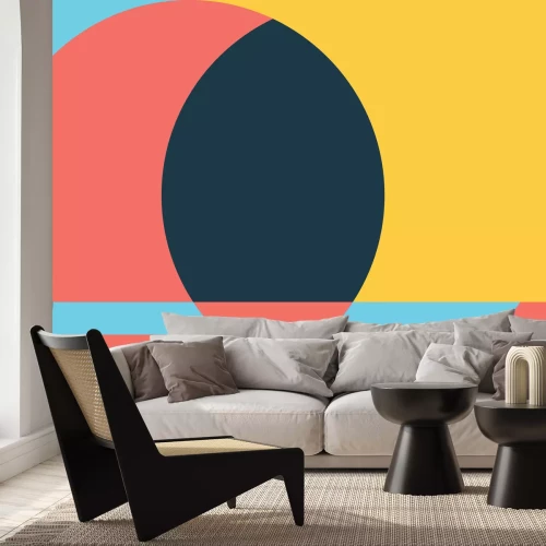 Fotobehang Compositie met cirkel op kleurrijke achtergrond