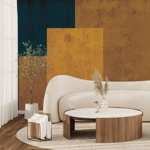 Fotobehang Vierkant op honinggroene achtergrond met betontextuur