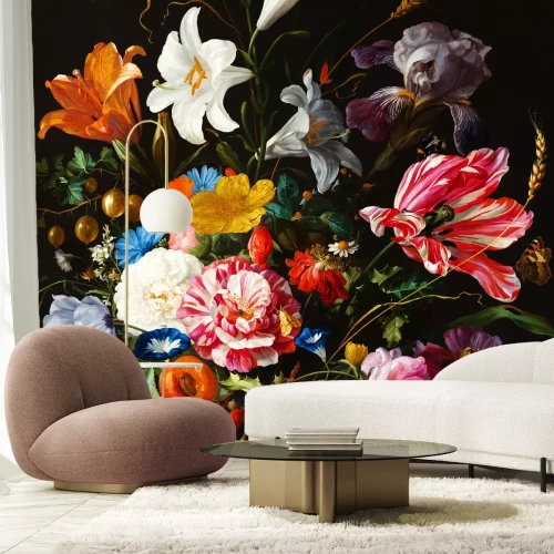 Fotobehang Compositie van bloemen met een tulp