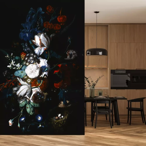 Fotobehang Boeket met marineblauwe accenten