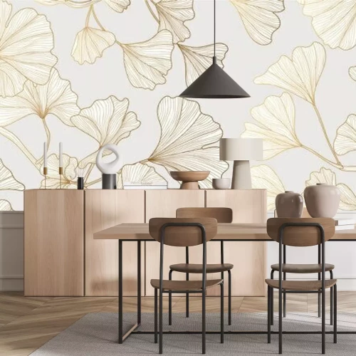 Sticker Ginkgobladeren op lichte achtergrond