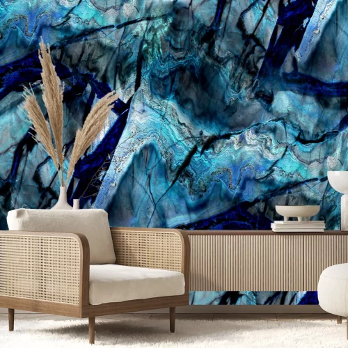 Fotobehang Macro blauw mineraal