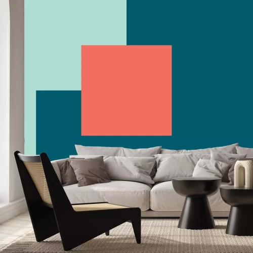 Fotobehang Vierkant op azuurblauwe achtergrond