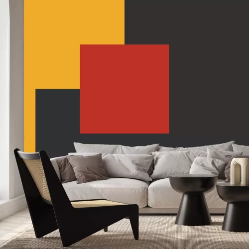 Fotobehang Vierkant op geel-zwarte achtergrond