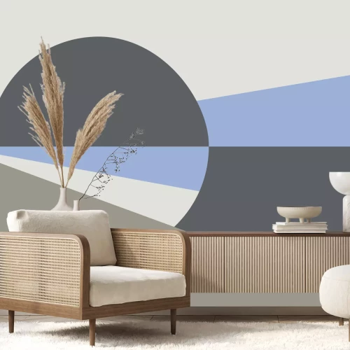 Fotobehang Cirkel en driehoeken in grijstinten