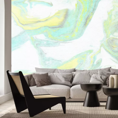 Fotobehang Marmer groen en geel