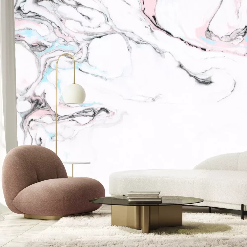 Fotobehang Blauw-roze marmer