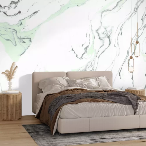 Fotobehang Mermer met groen accent