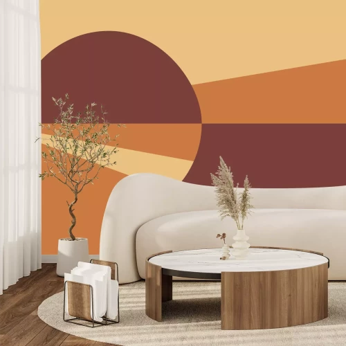 Fotobehang Cirkel en driehoeken in oranje tinten