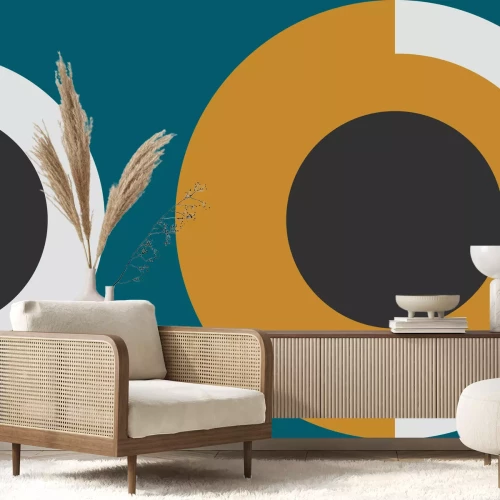 Fotobehang Cirkels op turquoise achtergrond