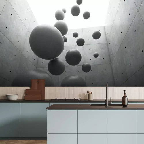 Fotobehang Vallende betonnen ballen