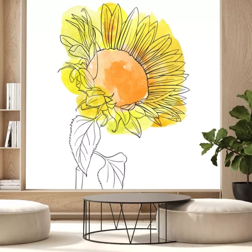 Sticker Zonnebloem geel geschilderd