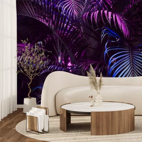 Fotobehang Violette palmbladeren