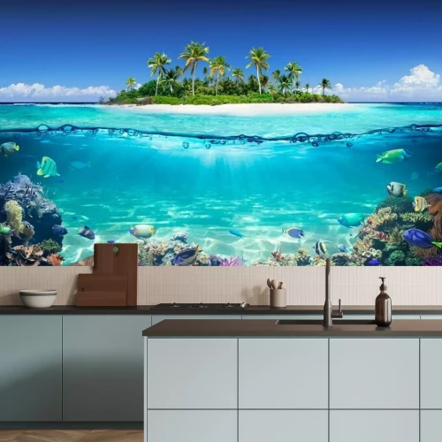 Fotobehang Eiland oceaan en koraalrif