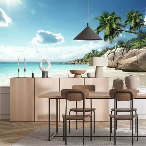 Fotobehang Palmbomen op de Seychellen