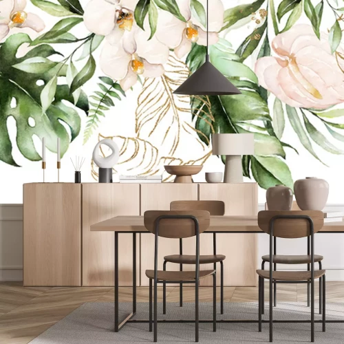 Sticker Bladeren en bloemen van exotische planten