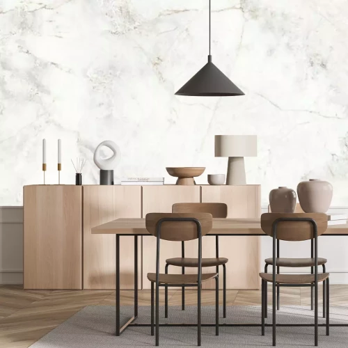 Sticker Uniform steenoppervlak van witgrijs marmer