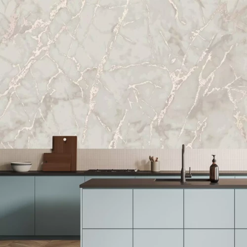 Fotobehang Beige marmer met roze barsten