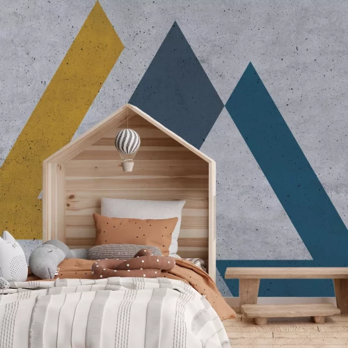 Fotobehang Reeks met gekleurde driehoeken in industriële stijl
