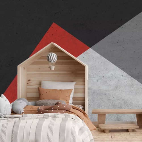 Fotobehang Ongelijkzijdige driehoeken met overheersend zwarte tinten op betonnen achtergrond