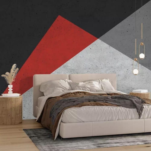 Fotobehang Ongelijkzijdige driehoeken met overheersend zwarte tinten op betonnen achtergrond