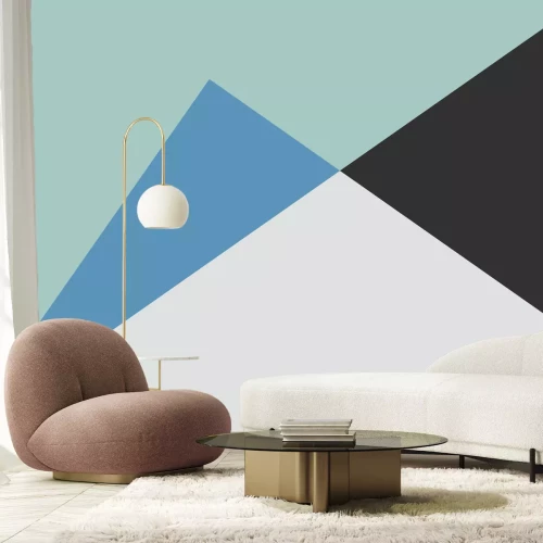 Fotobehang Ongelijkzijdige driehoeken met overheersend groene tinten