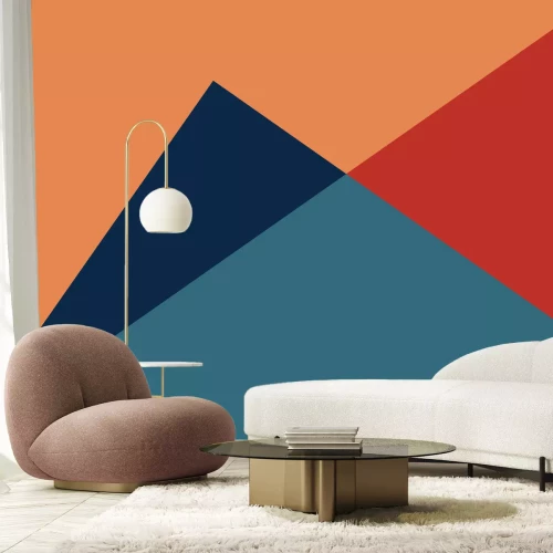 Fotobehang Ongelijkzijdige driehoeken met overheersend oranje tinten