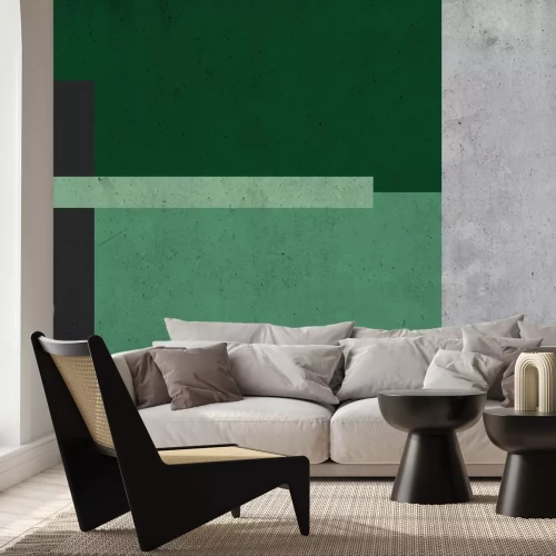 Fotobehang Rechthoeken in groene tinten met betoneffect