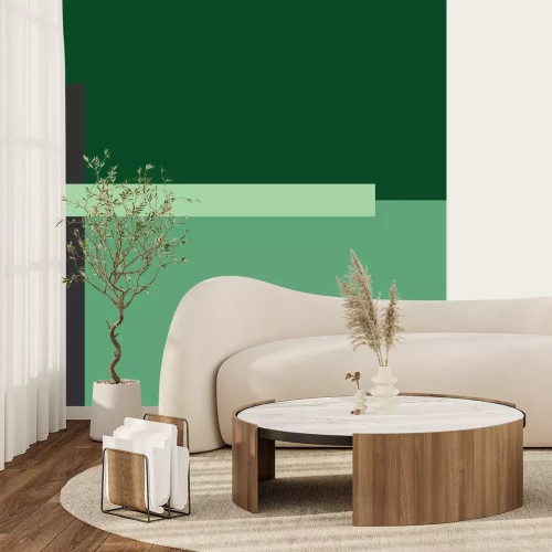 Fotobehang Rechthoeken in groene tinten