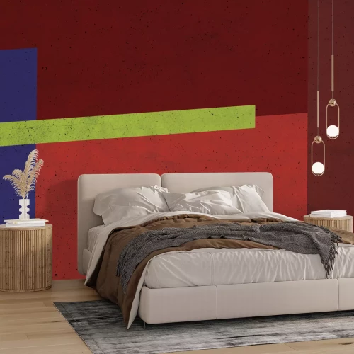 Fotobehang Rechthoeken in rode tinten met betoneffect