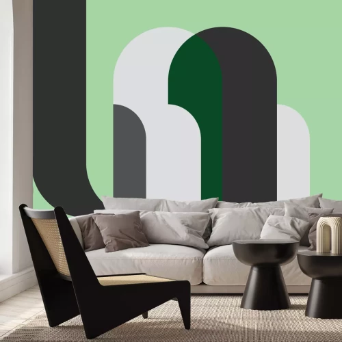 Fotobehang Cilindrische figuren met grijs element