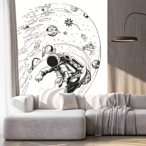 Sticker Astronaut in de ruimte die grafisch surft