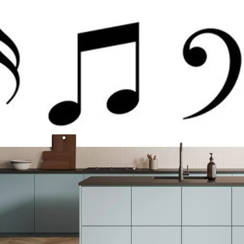 Sticker Music notes icons set. Vector