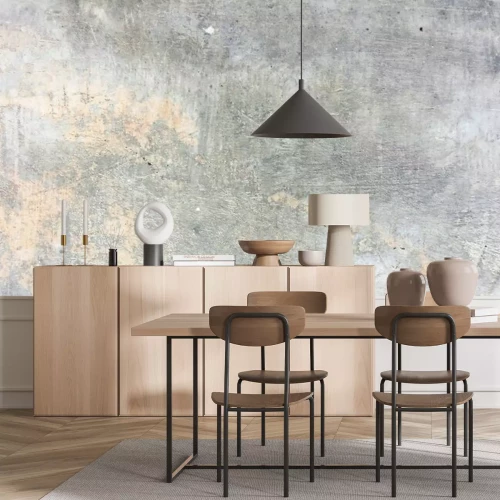 Fotobehang Grijs beton met oranje spatten