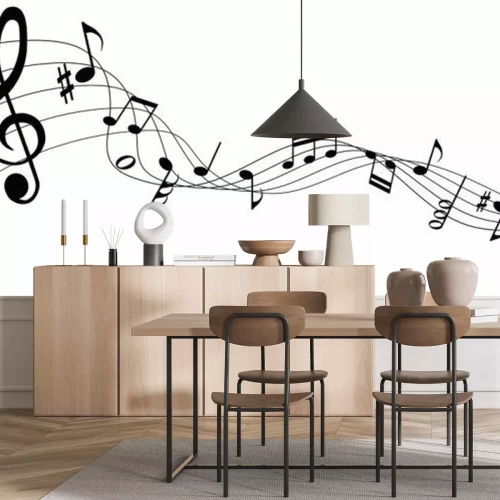 Sticker Musical notes melody on white background