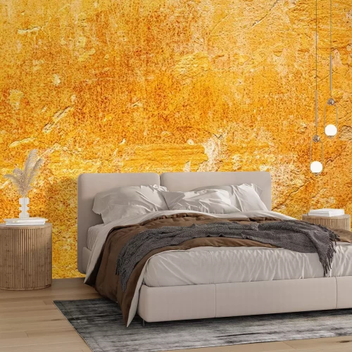 Fotobehang Oranje betonnen muur