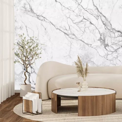 Fotobehang White marble texture background (High resolution).