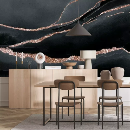 Fotobehang Zwart marmer gebarsten