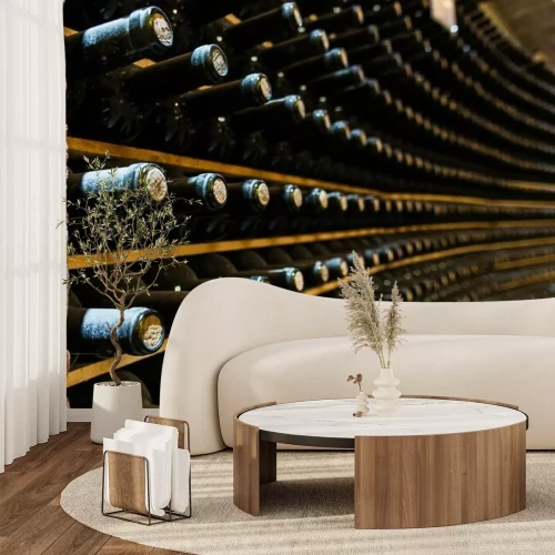 Fotobehang Wijnrek in de kelder