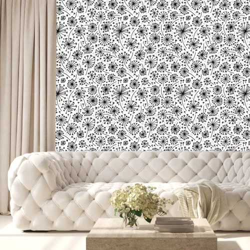 Behang Paardebloem zwart-wit eenvoudige moderne afbeelding